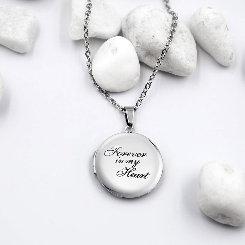 PHOCKSIN Locket Necklace for Women Black/Gold/Silver Locket Necklace Oval/Round/Heart Photo Necklace New Years Gifts for Girls - Image 2